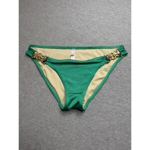 Womens Bikini Bottoms Size S Swimwear Green Goldtone Tigers Victoria Secret